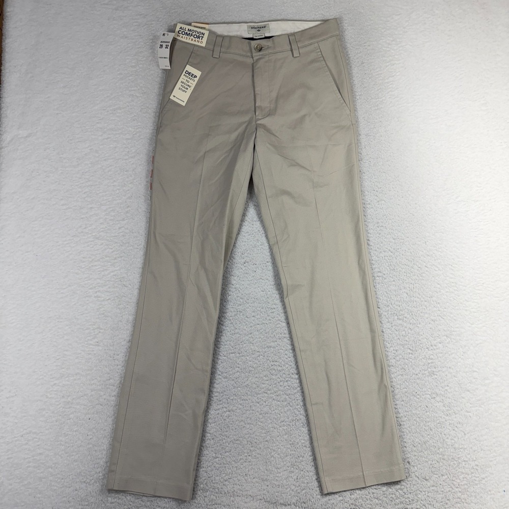 DOCKERS Easy Khaki Pants Taper Stretch All Motion 29x32 (30x30) Beige NWT